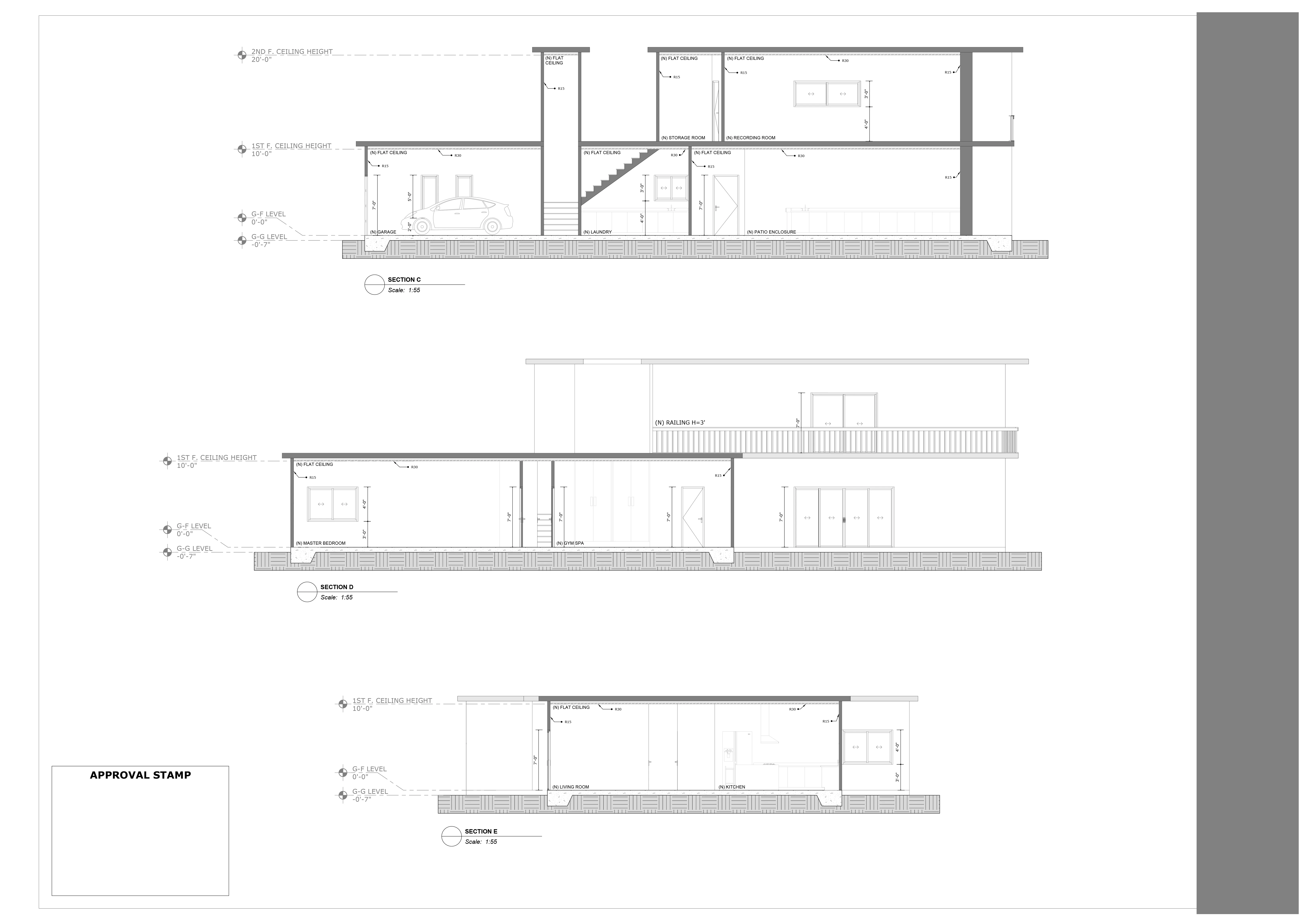 Building sections C, D and E